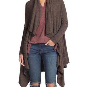 Free People Brown Waterfall Open Front Cardigan